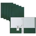 Better Office Products 2 Pocket Paper Folders Portfolio W/Prongs, Matte Texture, Letter Size, Dark Green, 50PK 84228
